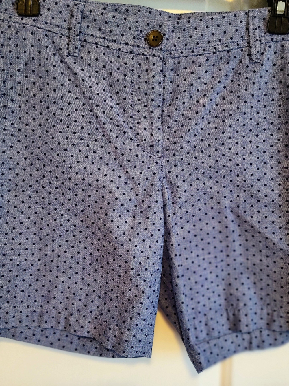 Talbots Light Blue Cotton Shorts with Navy Polka Dots